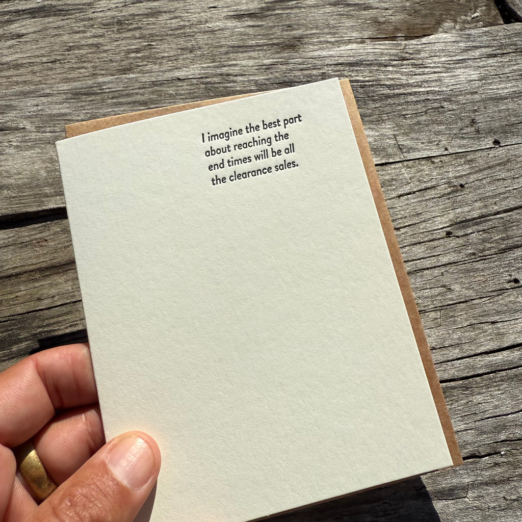 Clearance Sales Letterpress Greeting Card by Sapling Press
