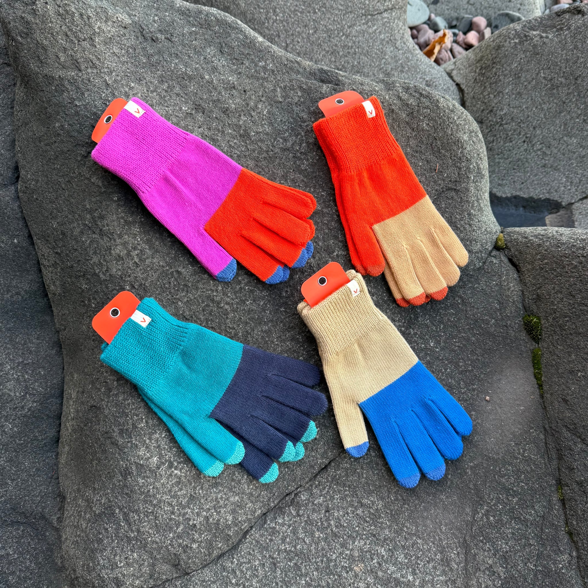 Color Block Touch Screen Gloves by Verloop Knits
