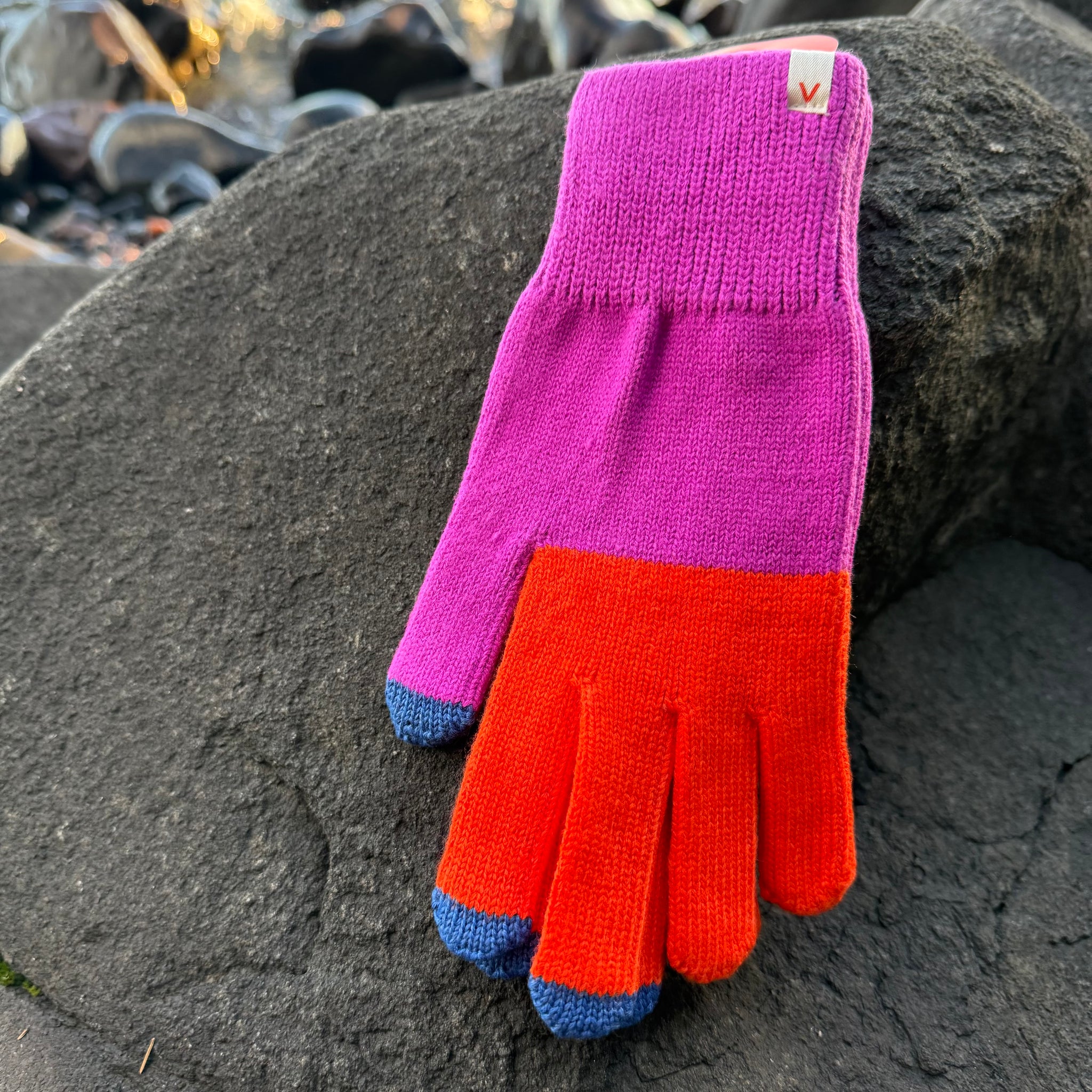 Color Block Touch Screen Gloves by Verloop Knits