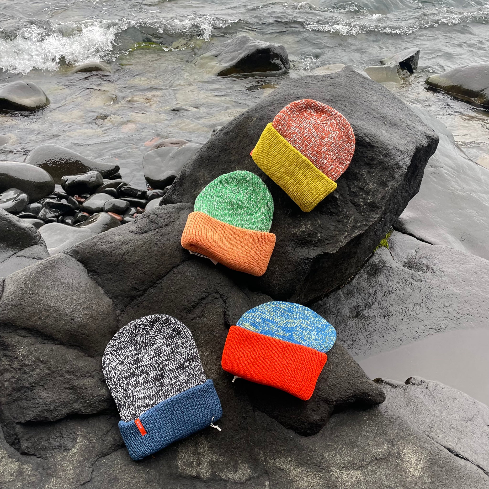 Colorblock Plush Beanie Hat by Verloop Knits