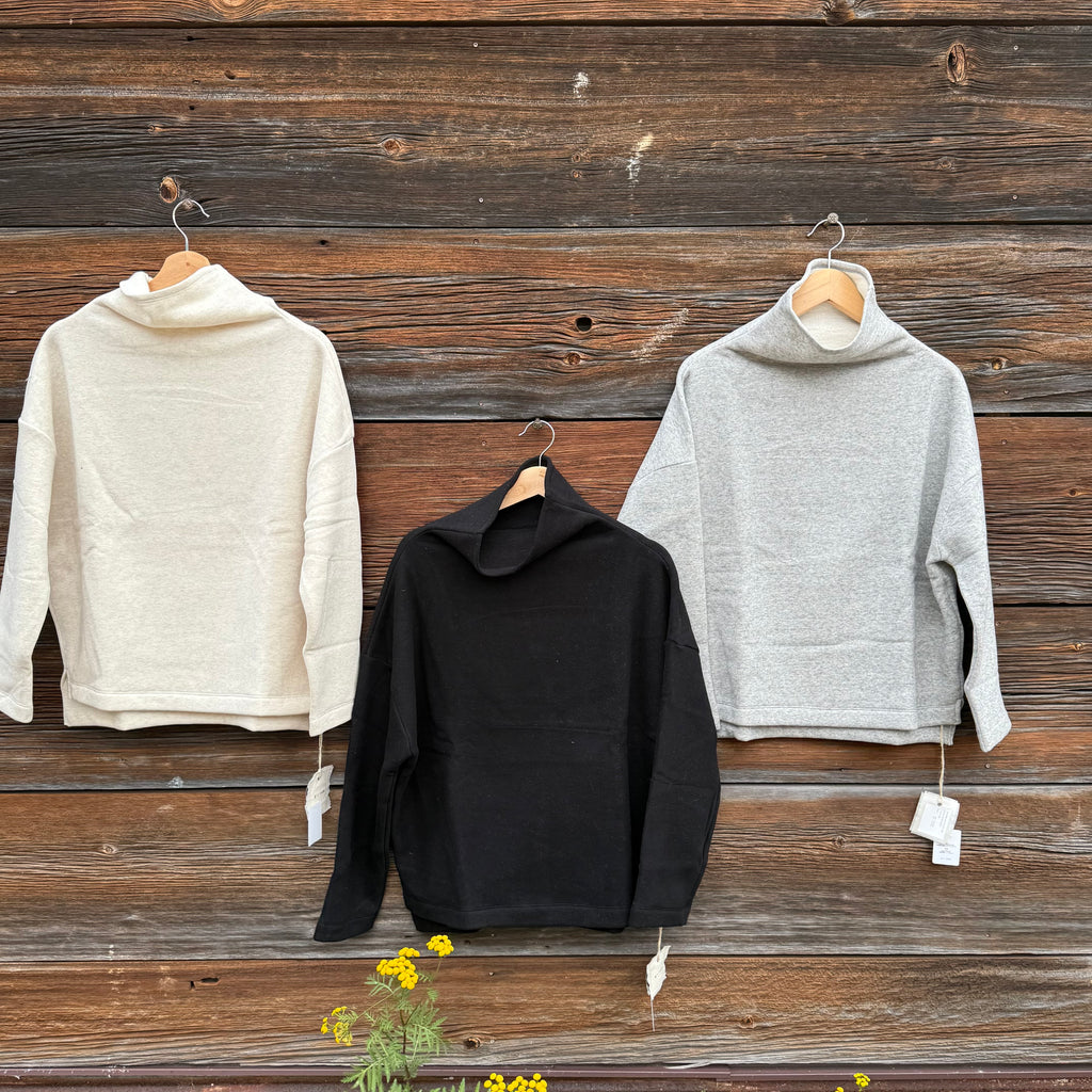 Cotton Tencel Brushed Fleece Turtleneck, One Size