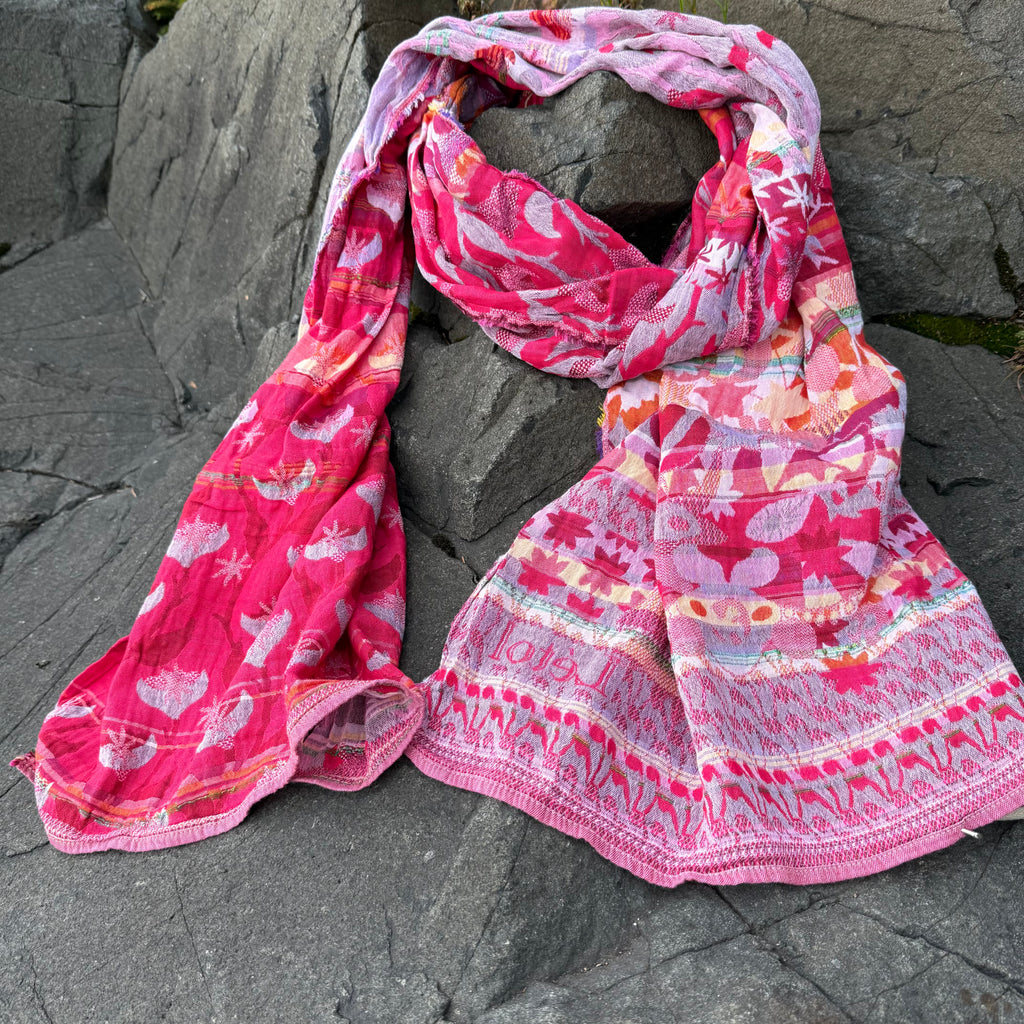 Cristina  Jacquard Scarf in Hibiscus by Letol