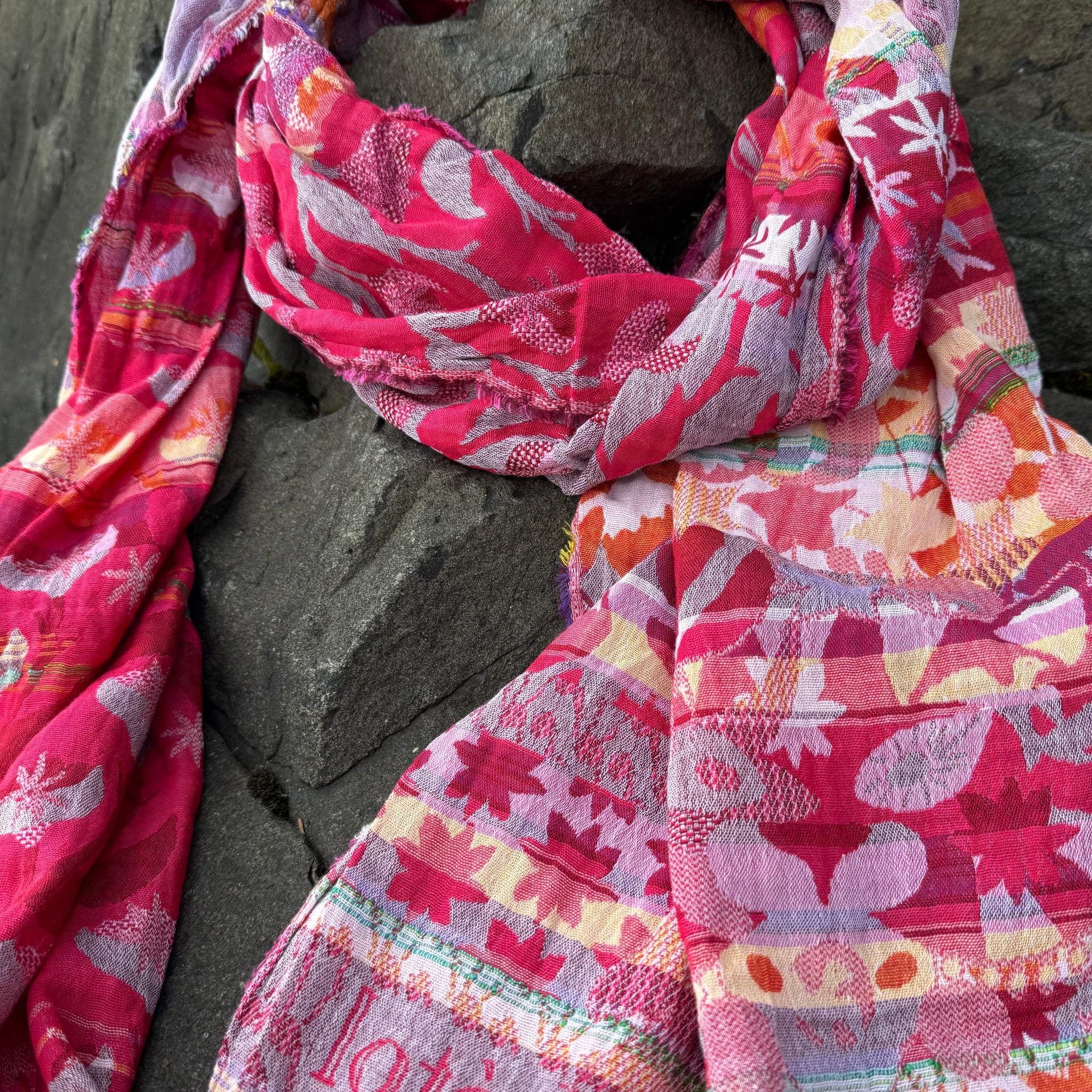 Cristina  Jacquard Scarf in Hibiscus by Letol