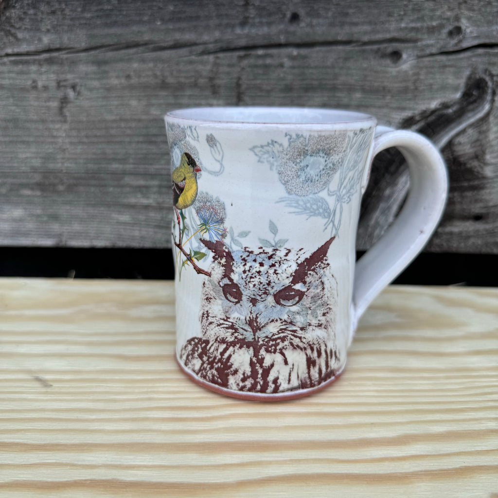 Decaled Earthenware Mug with Owl 3 by Justin Rothshank