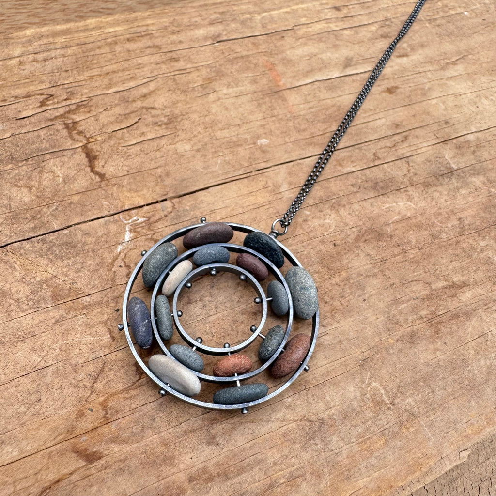 Double Bearing Ring Stone Necklace by Lakestone Jewelry