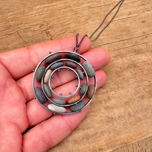 Double Bearing Ring Stone Necklace by Lakestone Jewelry