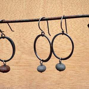 Double Ring Stone Earrings by Lakestone Jewelry
