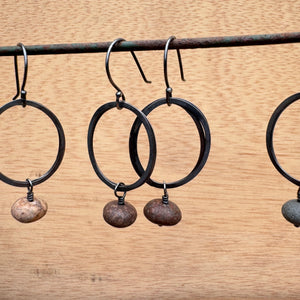 Double Ring Stone Earrings by Lakestone Jewelry