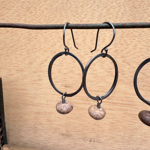 Double Ring Stone Earrings by Lakestone Jewelry