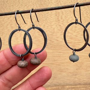 Double Ring Stone Earrings by Lakestone Jewelry
