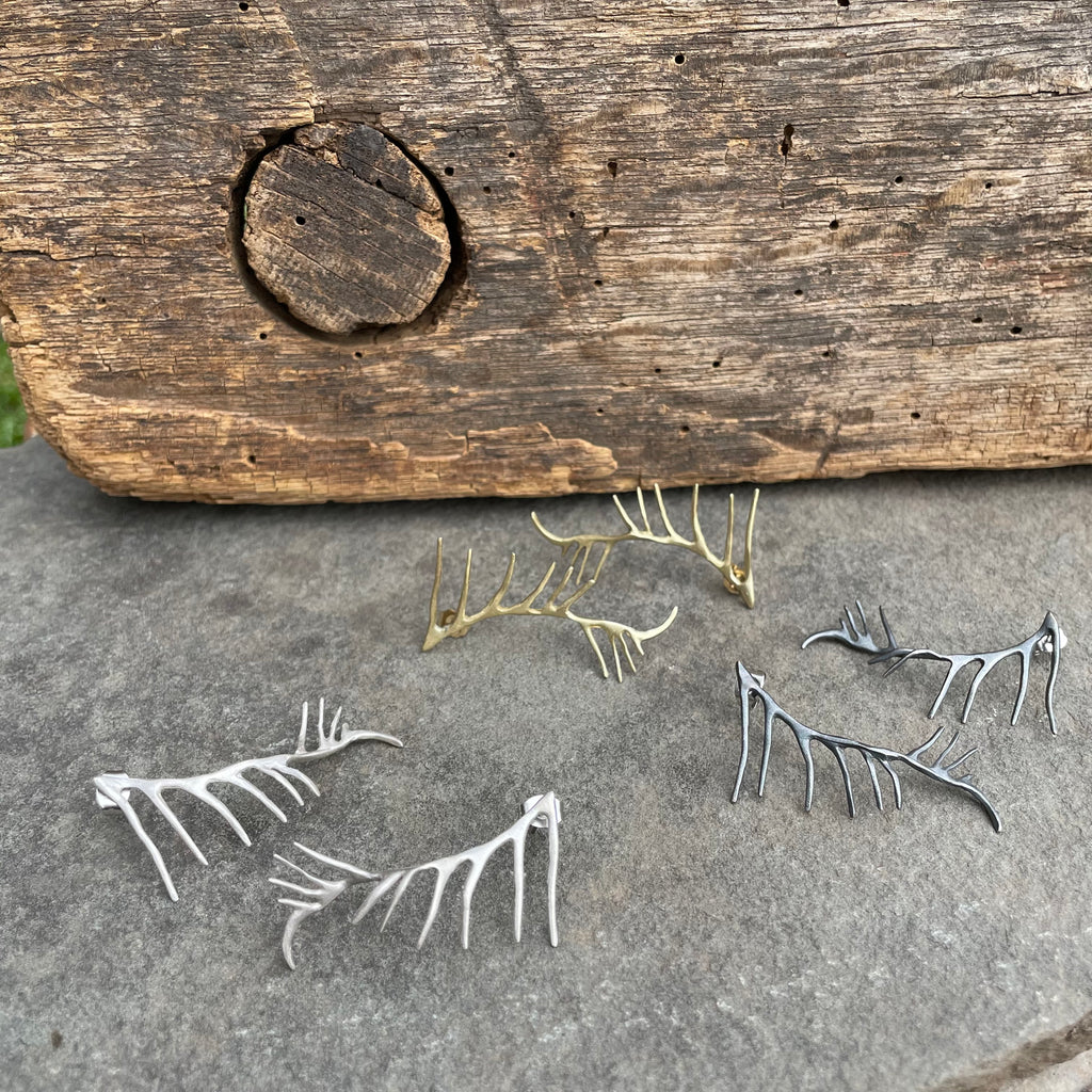 Dragon Spikes Post Earrings by Blacking Metals