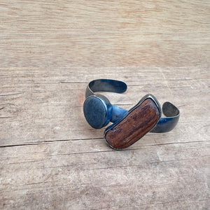 Driftwood and Stone Double Cuff by Lakestone Jewelry