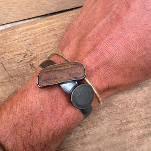 Driftwood and Stone Double Cuff by Lakestone Jewelry