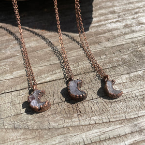 Druzy Moon Necklace on 18" Copper Chain by Hawkhouse