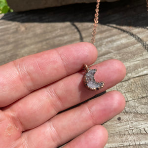 Druzy Moon Necklace on 18" Copper Chain by Hawkhouse