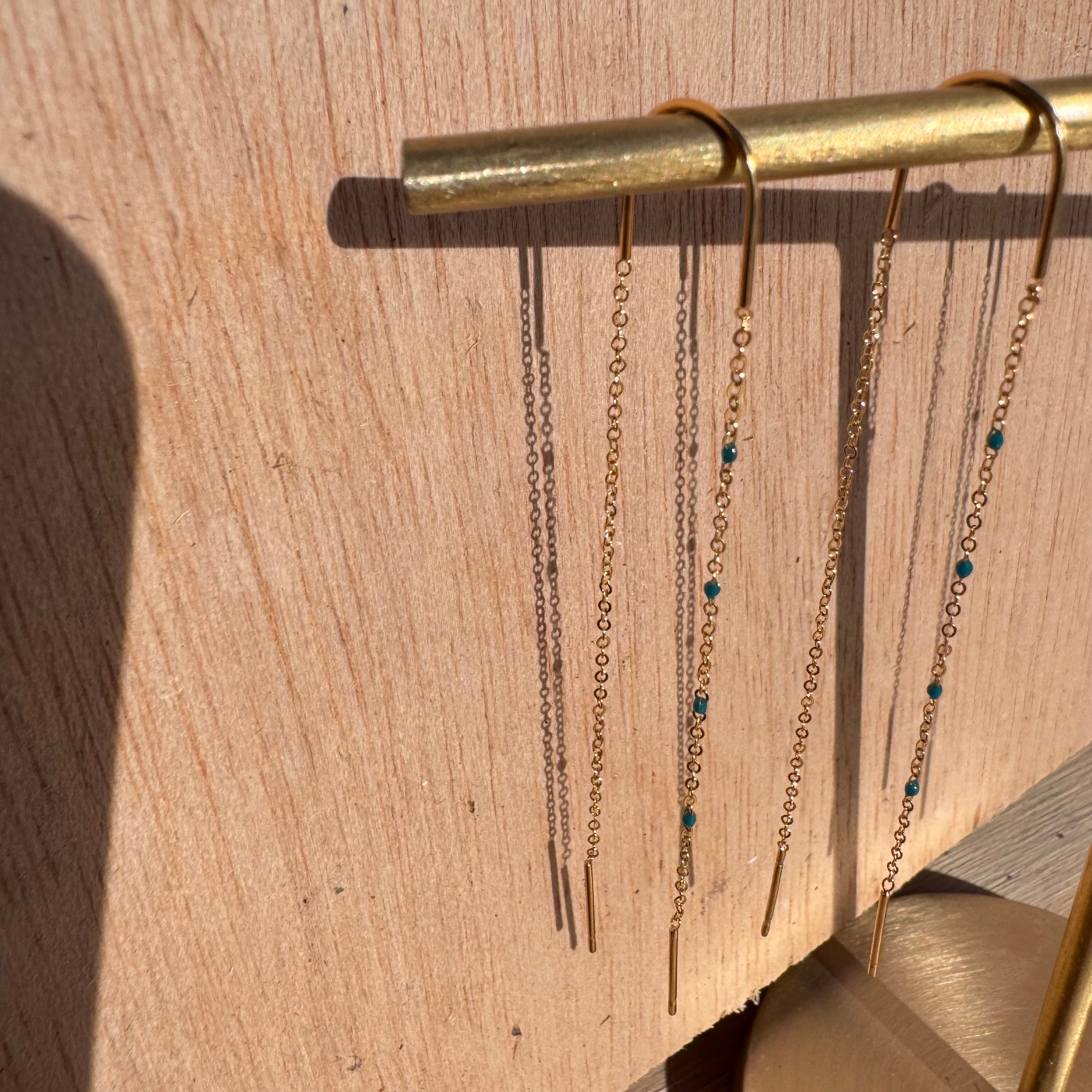 Enamel Dot Chain Threader Earrings by RDB