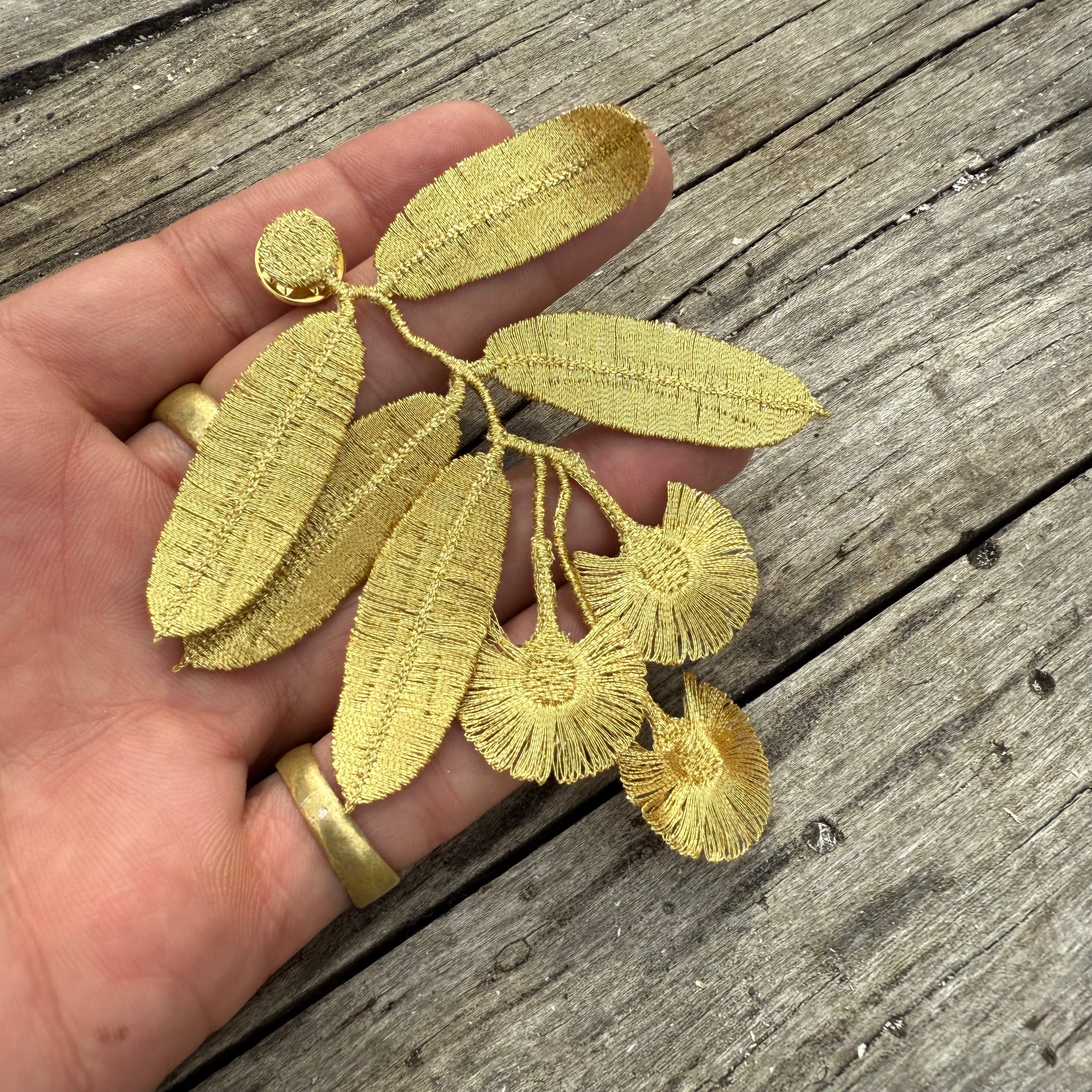 Eucalyptus Embroidered Brooch by Botanopia