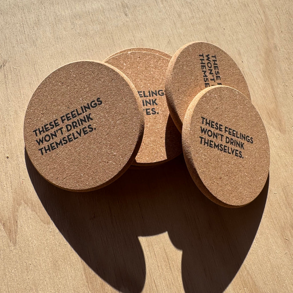Feelings Cork Coasters, Set of Six by Sapling Press