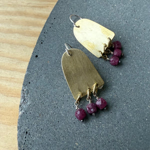 Flat Arch and Stone Brass Earrings by Eric Silva