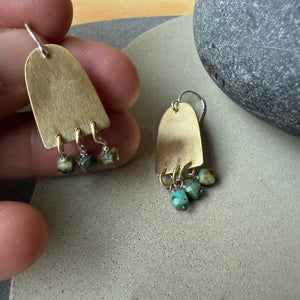 Flat Arch and Stone Brass Earrings by Eric Silva