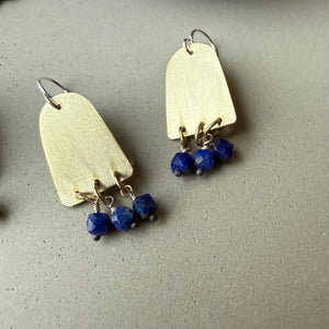 Flat Arch and Stone Brass Earrings by Eric Silva