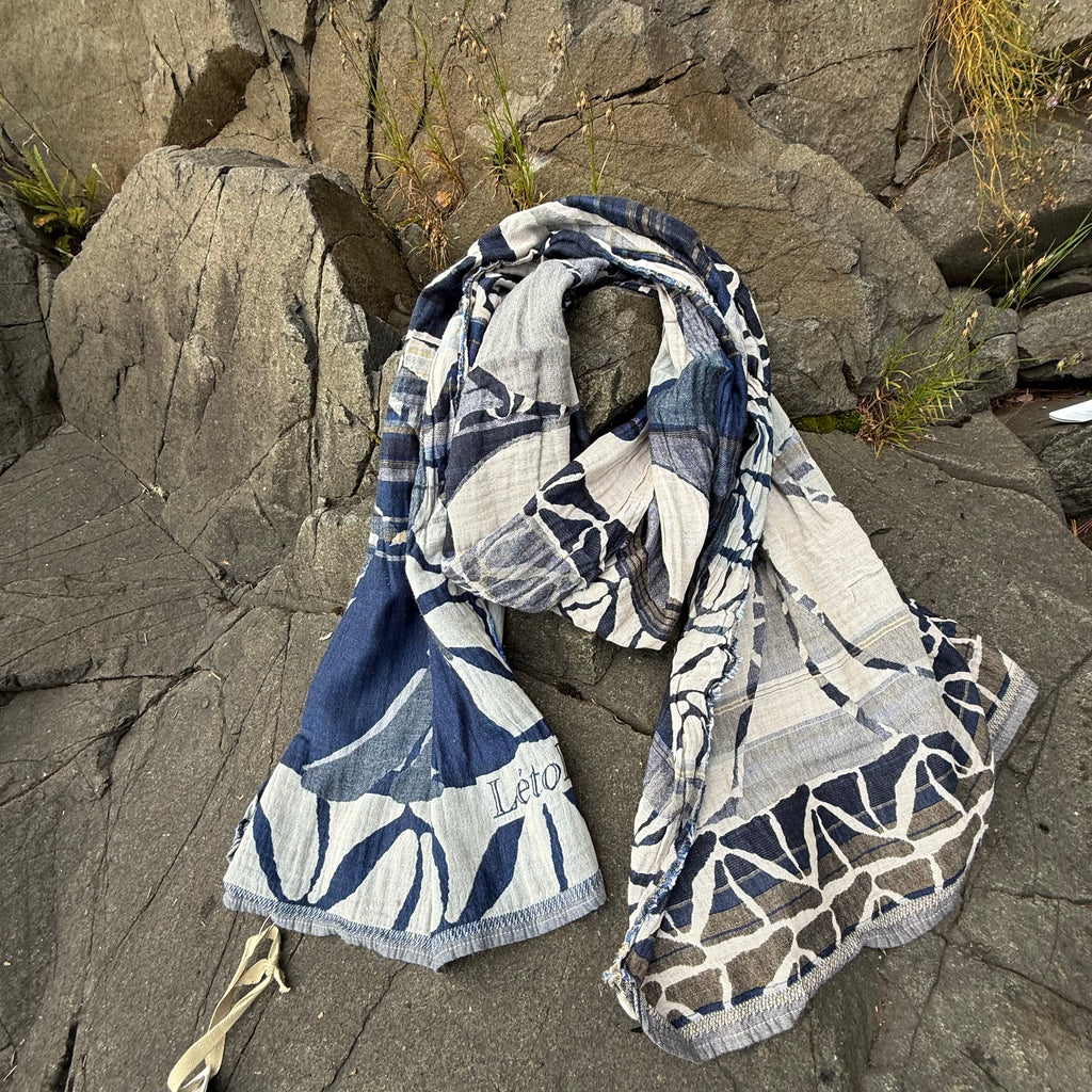 Florine Jacquard Scarf in Marine by Letol