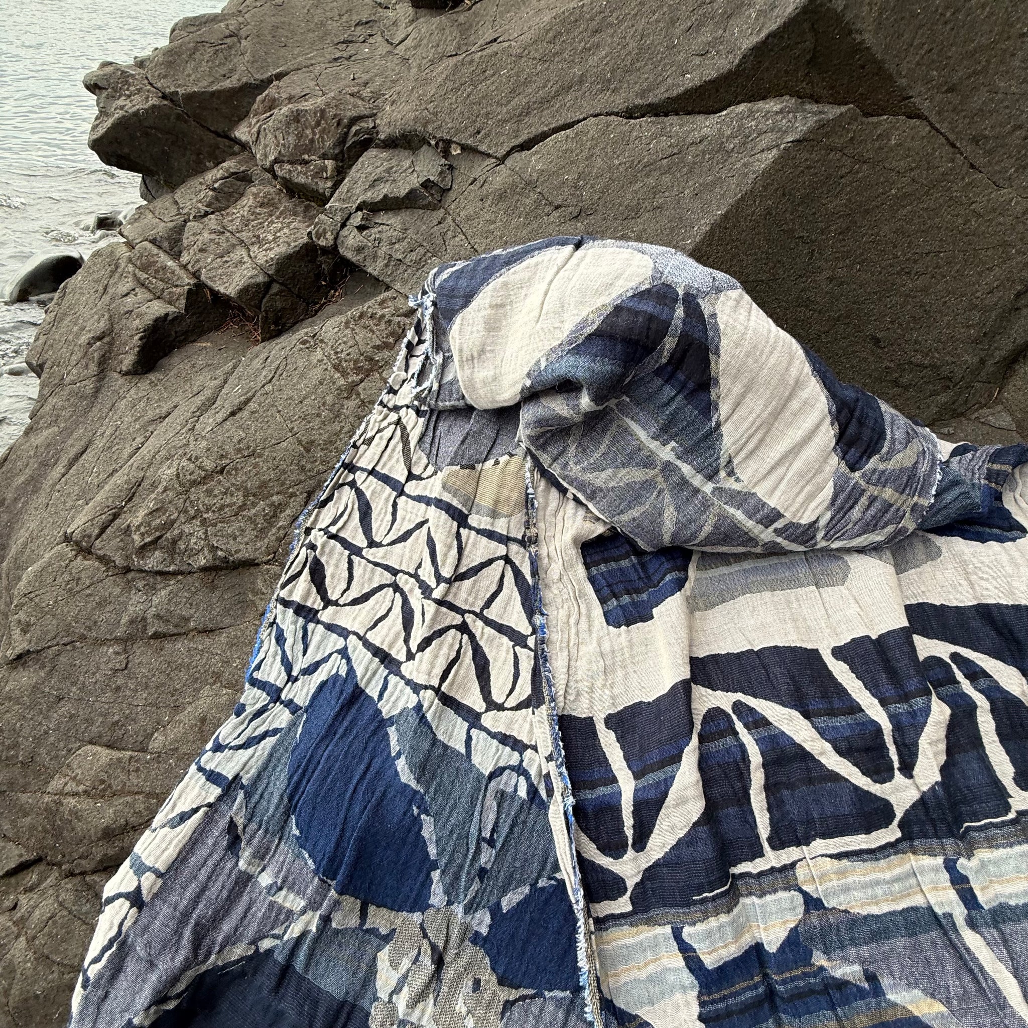 Florine Jacquard Scarf in Marine by Letol