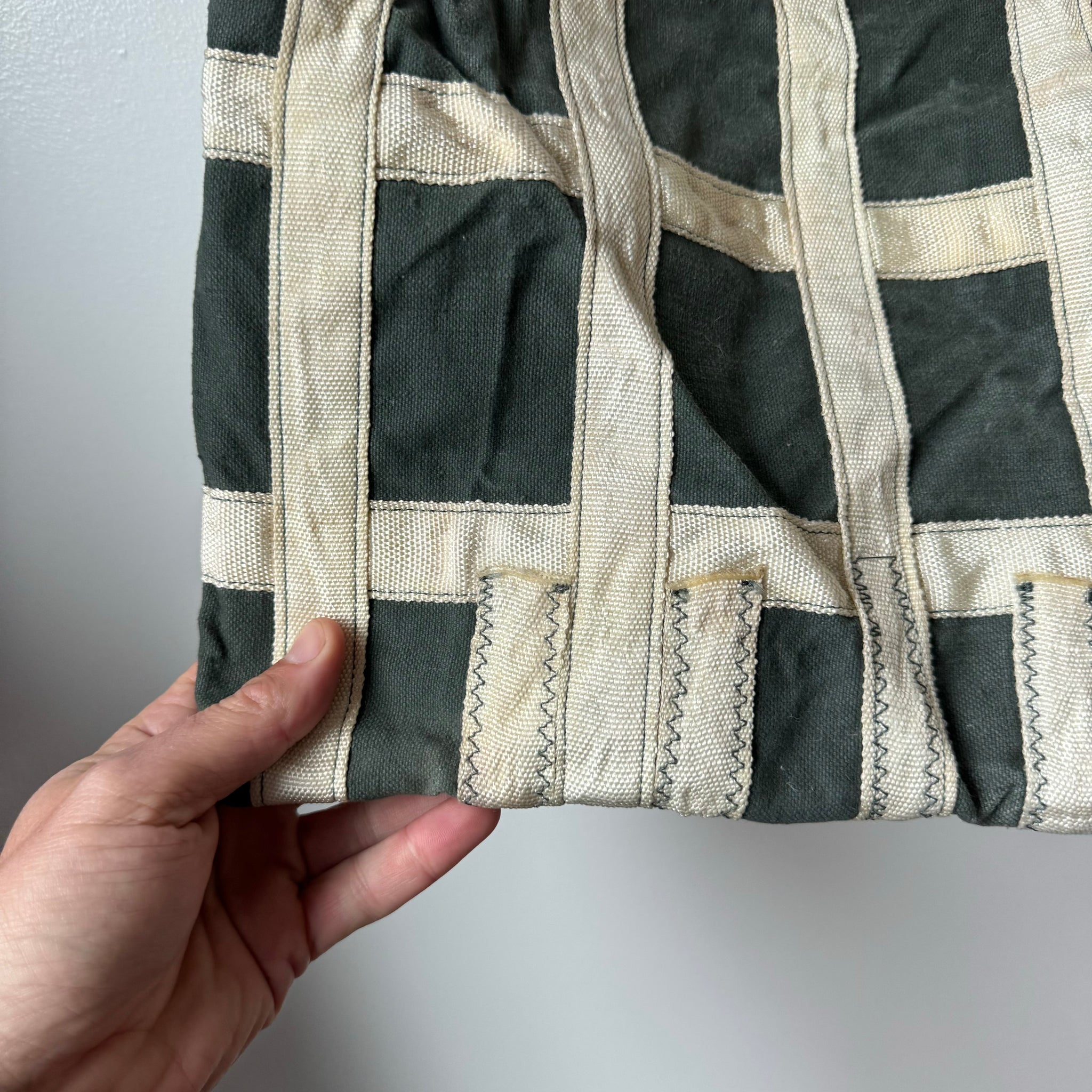 Vintage Grid Recycled Material Shoulder Bag