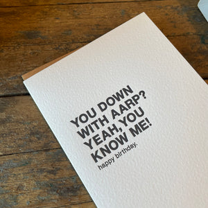 AARP Letterpress Greeting Card by Sapling Press