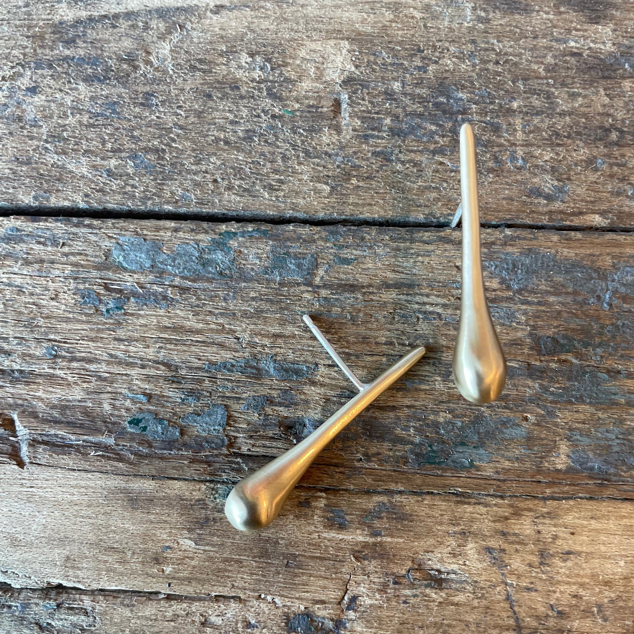 Teardrop Brass Earrings by 8.6.4 Design