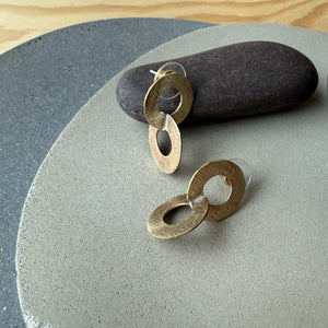 Fused Brass Circles Stud Earrings by Eric Silva