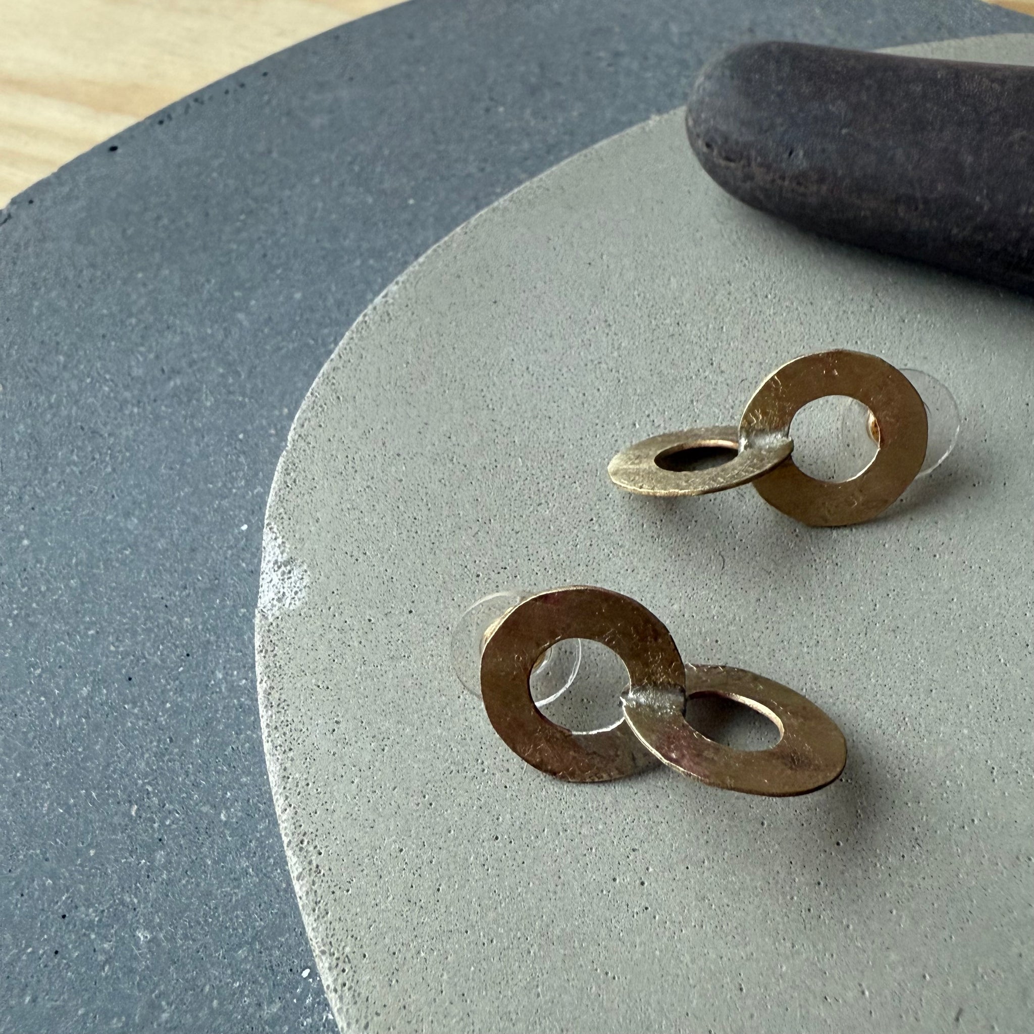 Fused Brass Circles Stud Earrings by Eric Silva