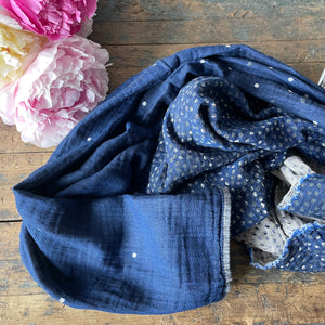 Gabrielle Pattern Jacquard Scarf in Bleu by Letol