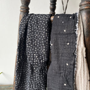 Gabrielle Pattern Jacquard Scarf in Noir by Letol