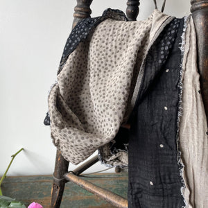 Gabrielle Pattern Jacquard Scarf in Noir by Letol