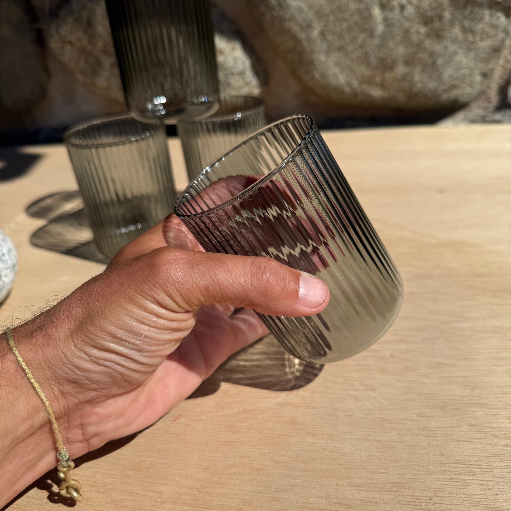 Glass Tumbler Set in Smoke by GRY MATTR