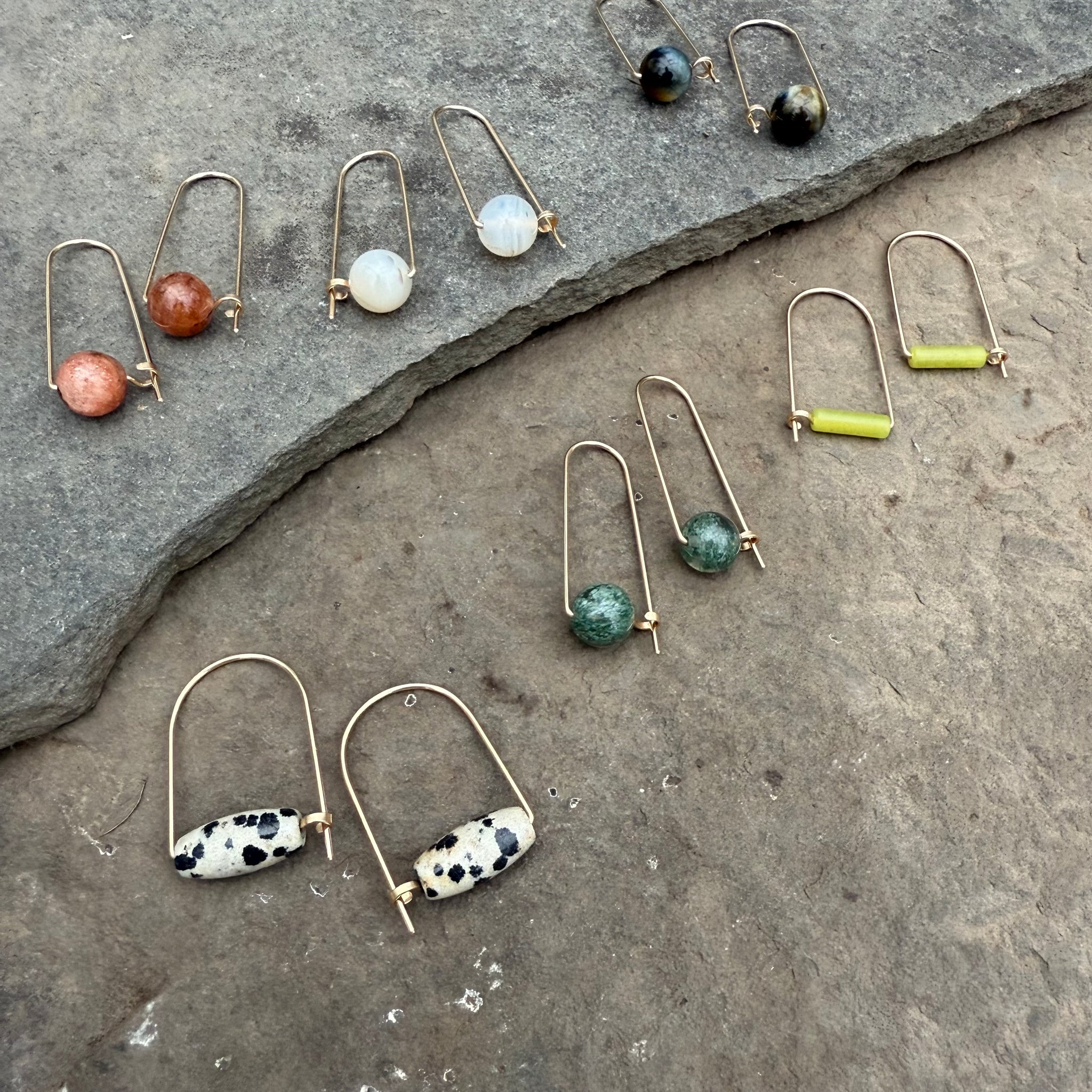 Gold Fill and Stone Earrings by Jovy Rockey