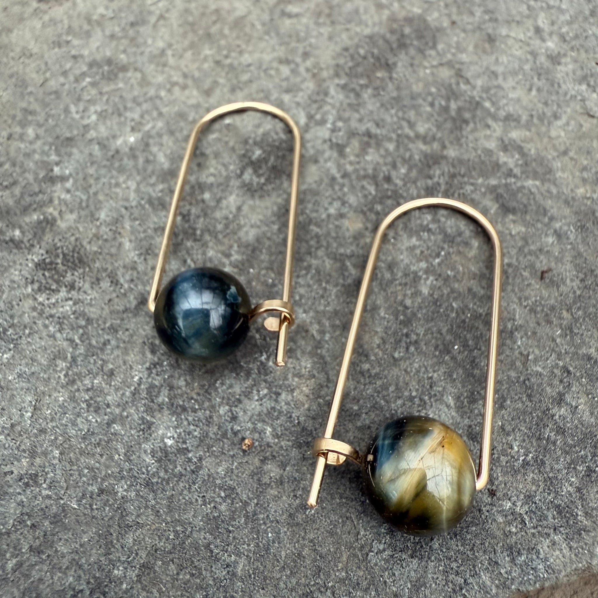 Gold Fill and Stone Earrings by Jovy Rockey