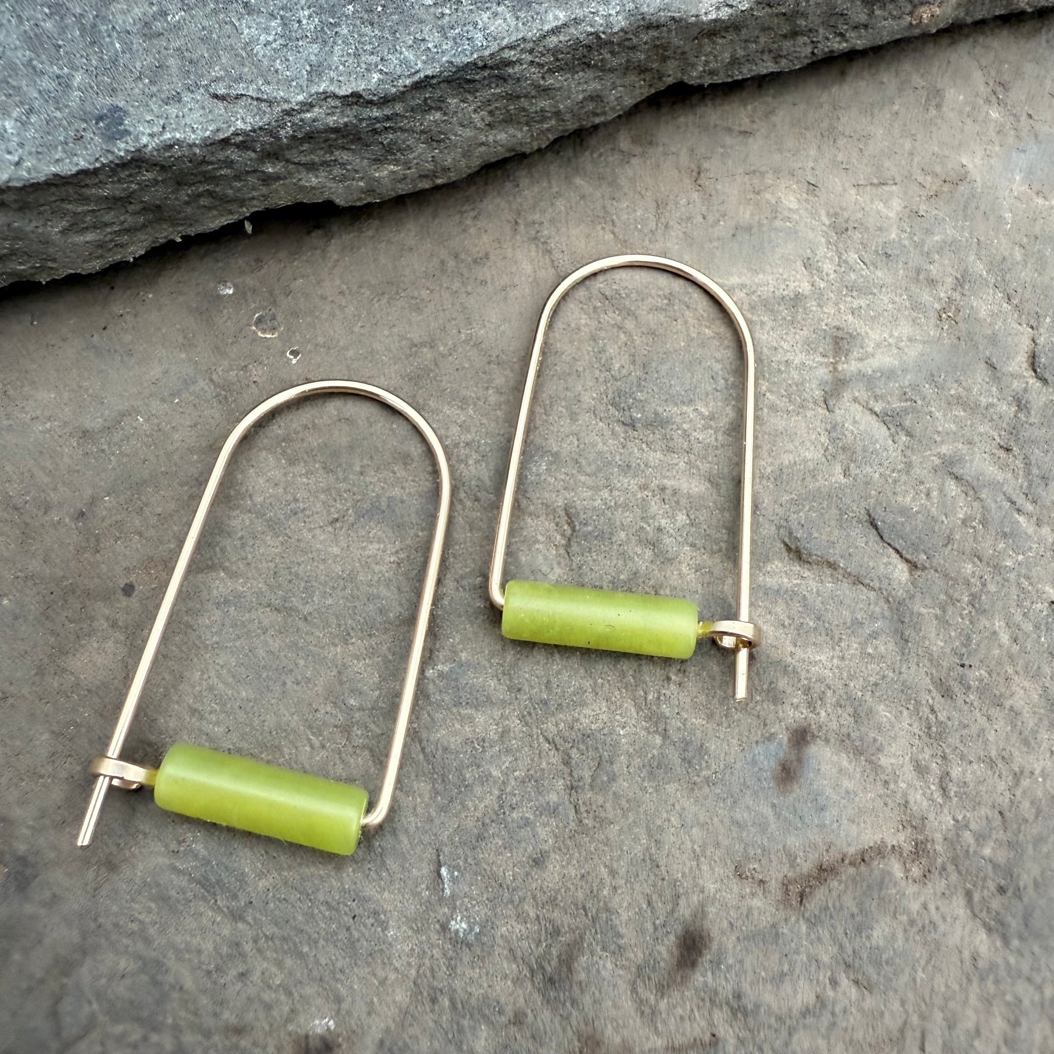 Gold Fill and Stone Earrings by Jovy Rockey