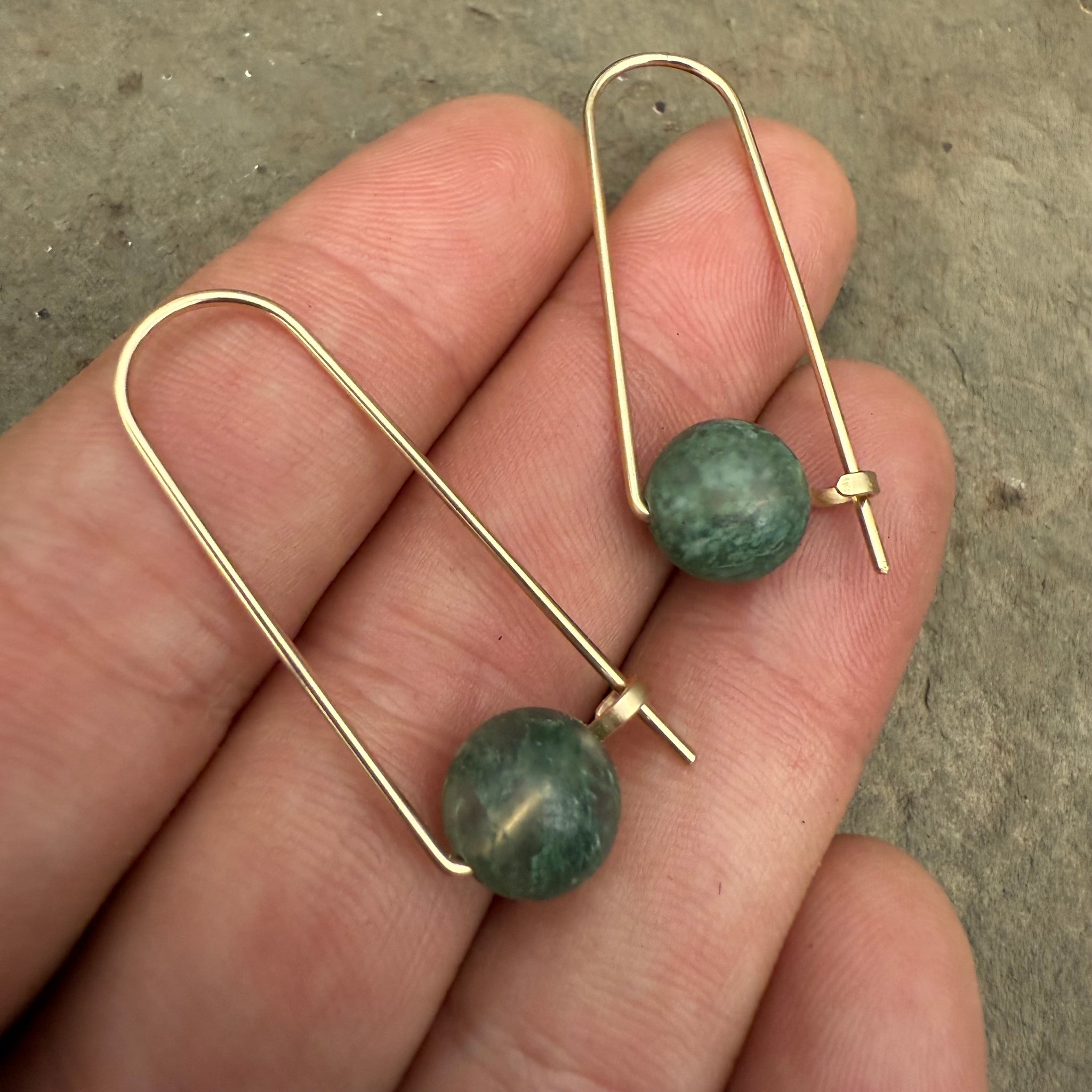 Gold Fill and Stone Earrings by Jovy Rockey