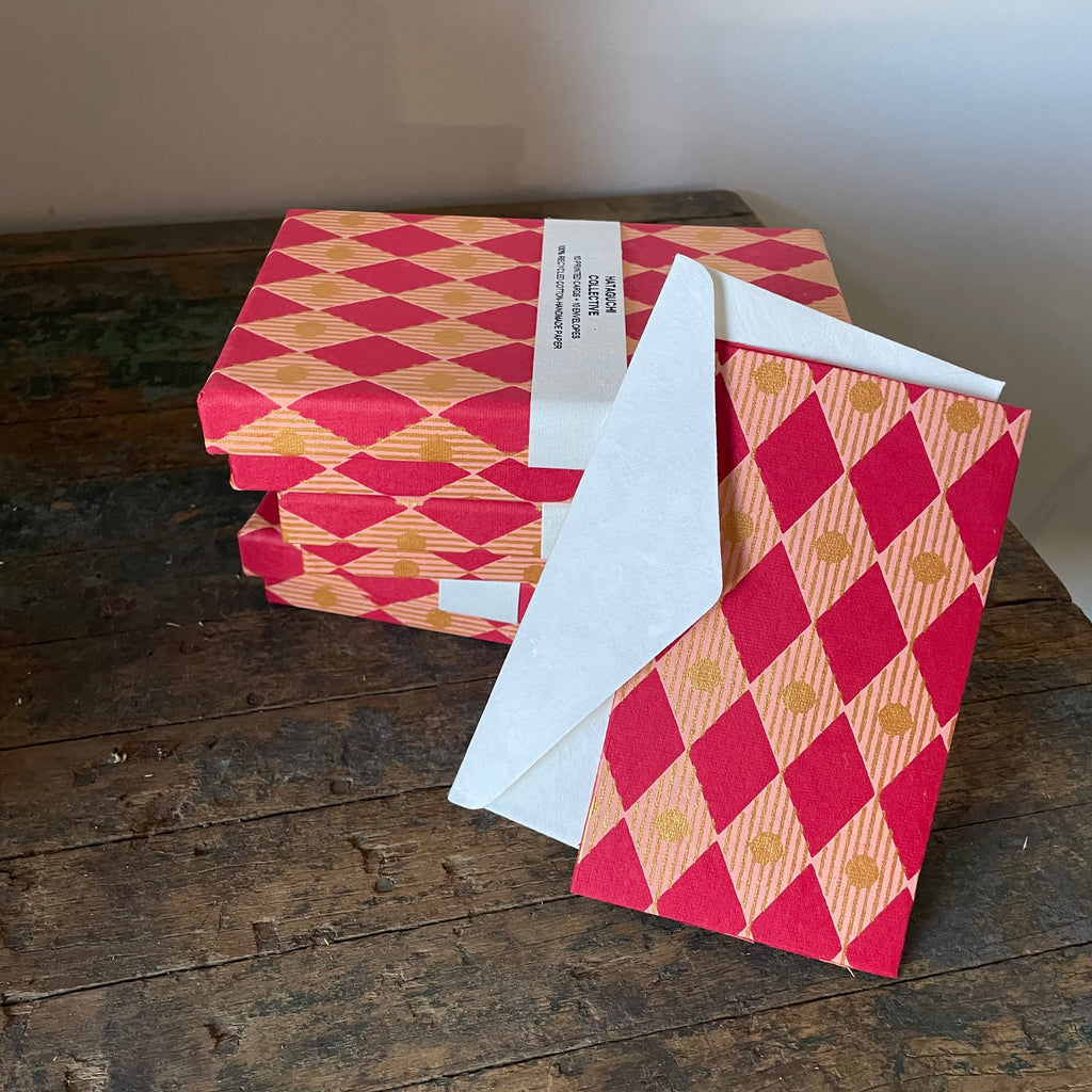 Hand Made Paper Stationery Set, Chess in Rosa By Hataguchi Collective