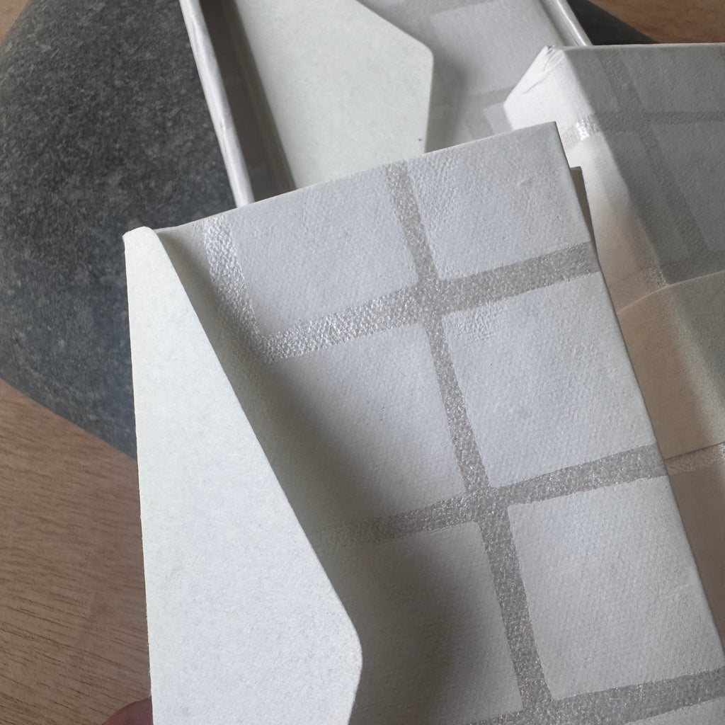 Hand Made Paper Stationery Set, Square in White By Hataguchi Collective