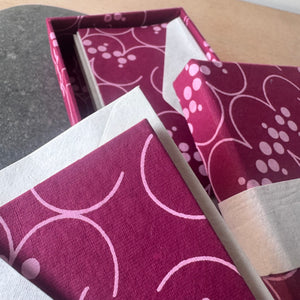 Hand Made Paper Stationery Set, Saanp in Plum By Hataguchi Collective