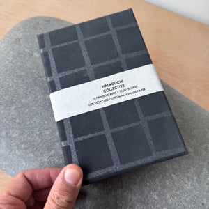 Hand Made Paper Stationery Set, Square in Black By Hataguchi Collective