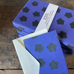 Hand Made Paper Stationery Set, in Mieko Flower Navy By Hataguchi Collective