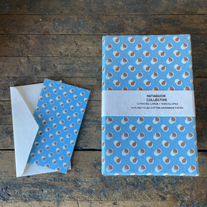 Hand Made Paper Stationery Set, in Tamari Blue By Hataguchi Collective