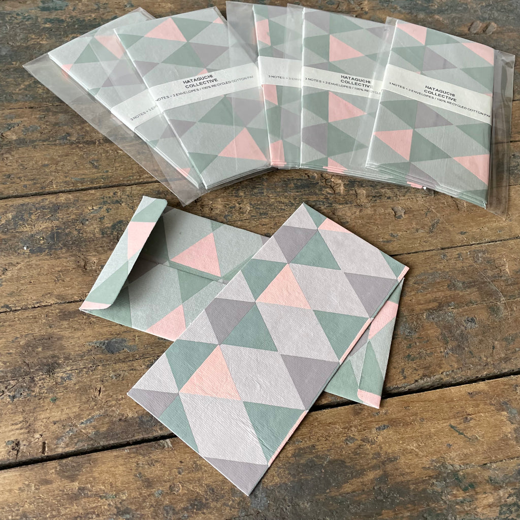 Hand Made Paper Stationery Trio, in Cool Tones By Hataguchi Collective