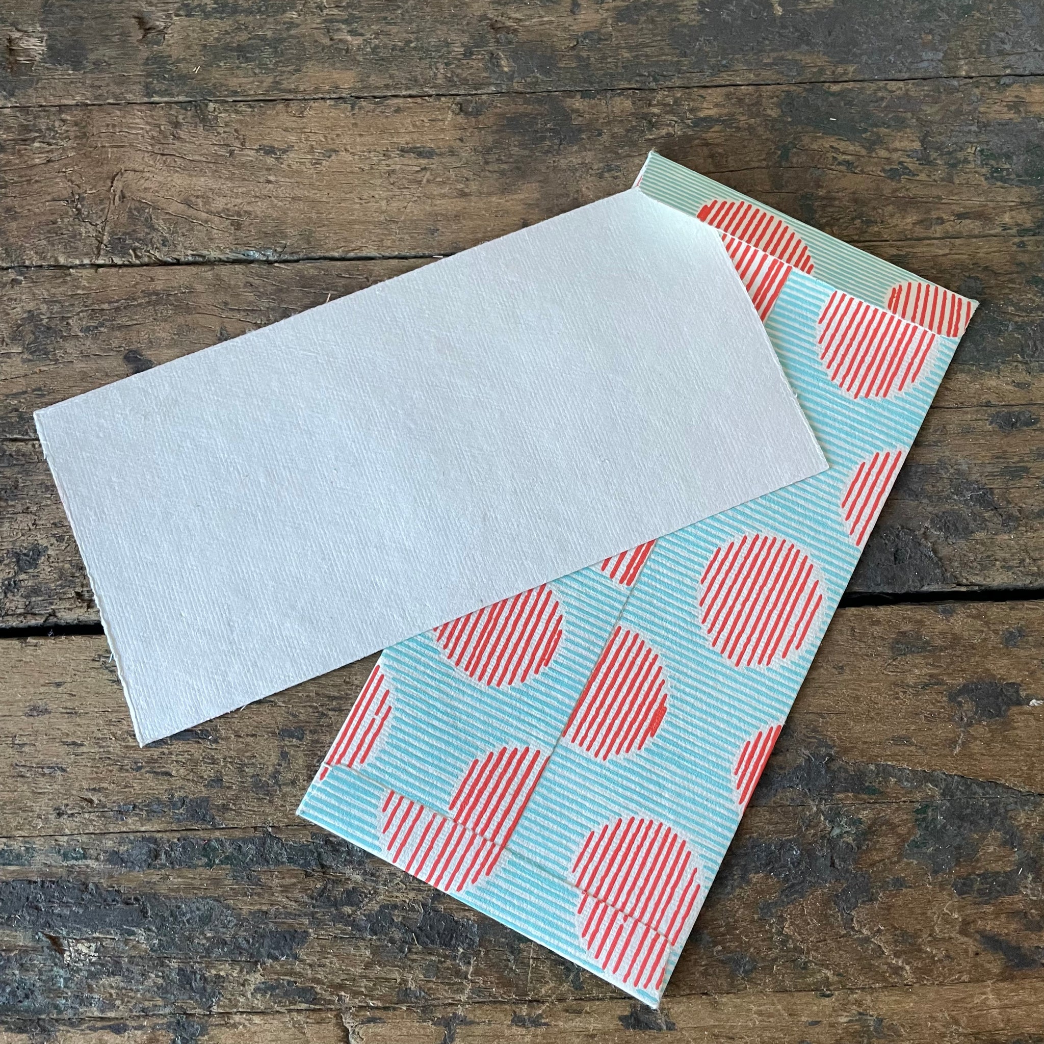 Hand Made Paper Stationery Trio, in Teal Red By Hataguchi Collective