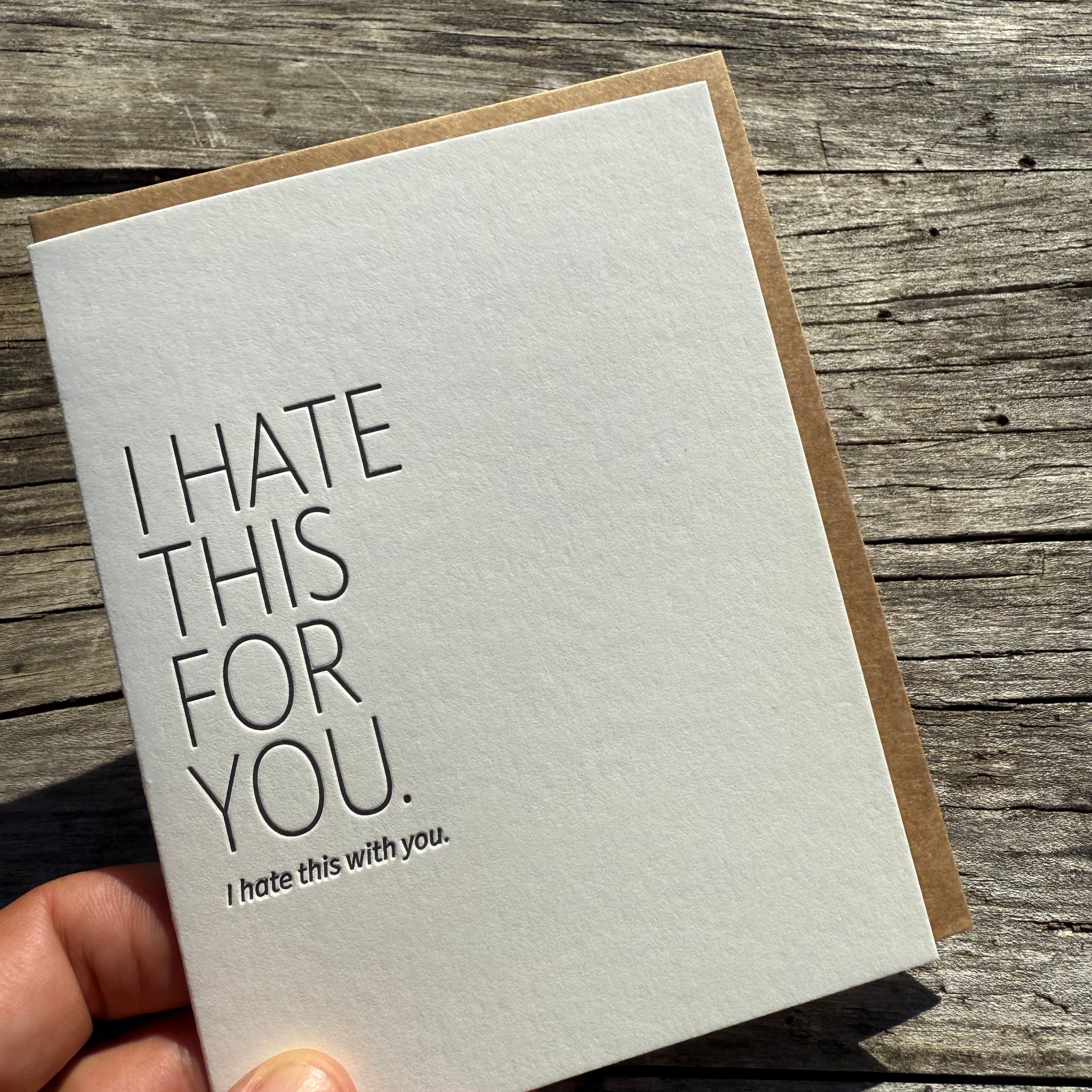 Hate This Letterpress Greeting Card by Sapling Press