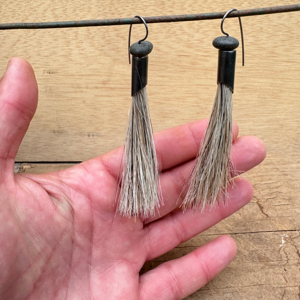 Horsehair and Stone Earrings by Lakestone Jewelry